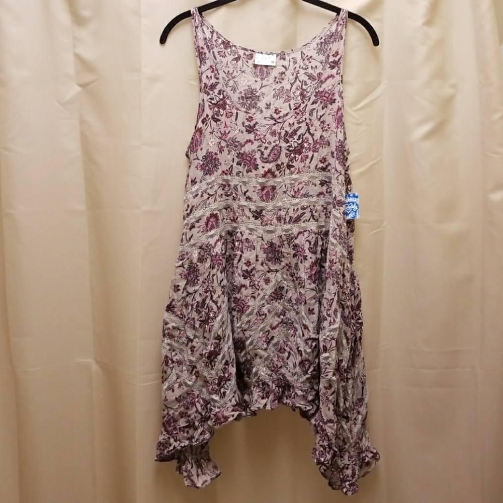New Free People Voile Lace Slip Dress Taupe Combo - Picture 1 of 4